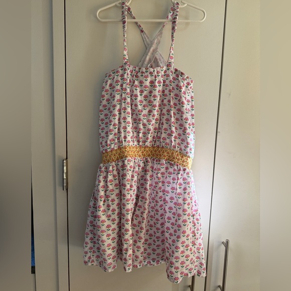 Boden British Style Pink Floral Romper - Sleeveless, Smock Waist, 9-10, MSRP $68 - Picture 5 of 12